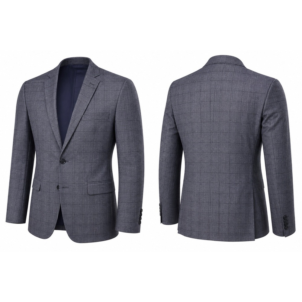 Jos A Bank Travelers Collection Sport Coat Blazer Men 48L Blue Gray Plaid